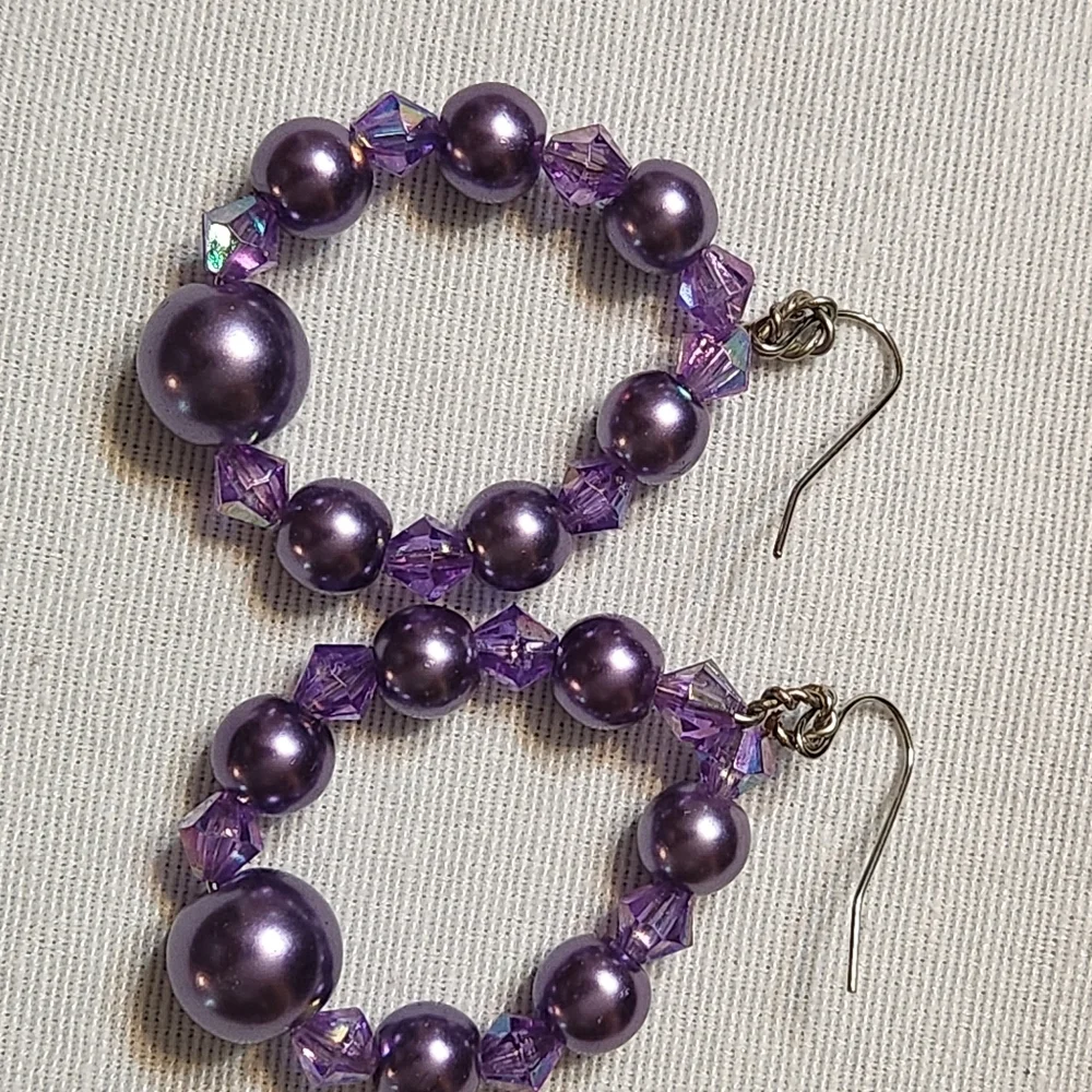 “SOLD” Hand Crafted Elegant Purple Jewelry Set Necklace Wrap Bracelet Earrings - Picture 5 of 6
